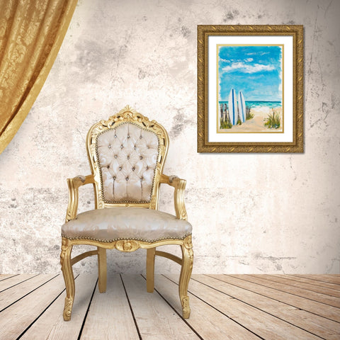 Tropical Surf II Gold Ornate Wood Framed Art Print with Double Matting by DeRice, Julie
