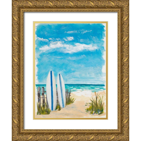 Tropical Surf II Gold Ornate Wood Framed Art Print with Double Matting by DeRice, Julie