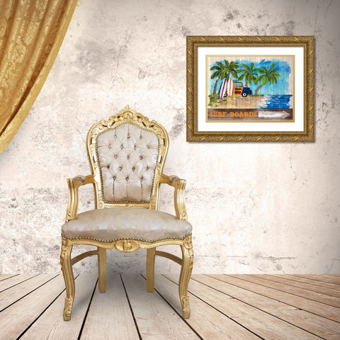 Surf Boards Gold Ornate Wood Framed Art Print with Double Matting by DeRice, Julie