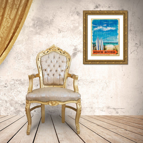 Beach Access Gold Ornate Wood Framed Art Print with Double Matting by DeRice, Julie