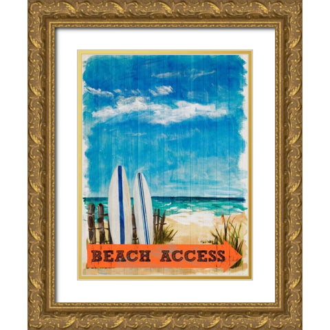 Beach Access Gold Ornate Wood Framed Art Print with Double Matting by DeRice, Julie