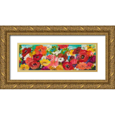 Cheerful Flowers Gold Ornate Wood Framed Art Print with Double Matting by Pinto, Patricia