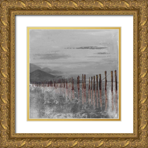 Hidden Pier (dark gray) Gold Ornate Wood Framed Art Print with Double Matting by Pinto, Patricia