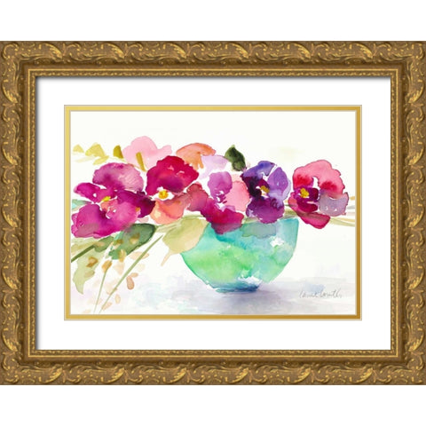 Bowl of Blooms Gold Ornate Wood Framed Art Print with Double Matting by Loreth, Lanie