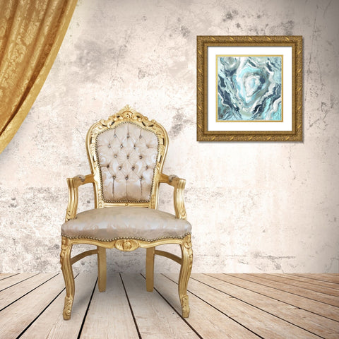 Mystique Blue Gold Ornate Wood Framed Art Print with Double Matting by Loreth, Lanie