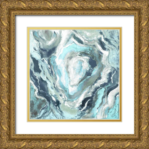 Mystique Blue Gold Ornate Wood Framed Art Print with Double Matting by Loreth, Lanie