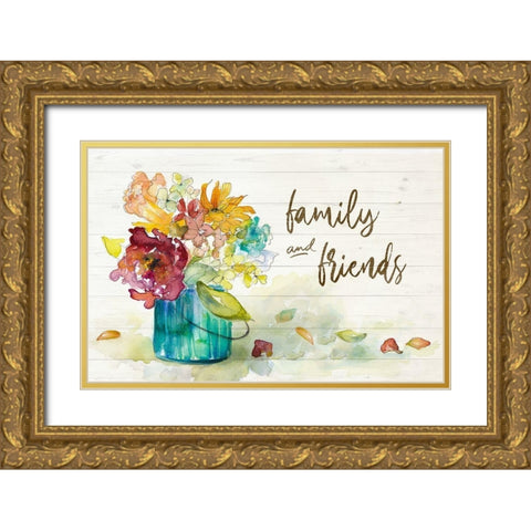 Flower Burst Family and Friends Gold Ornate Wood Framed Art Print with Double Matting by Loreth, Lanie