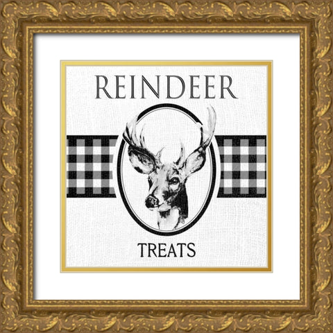 Reindeer Treats Gold Ornate Wood Framed Art Print with Double Matting by Pinto, Patricia