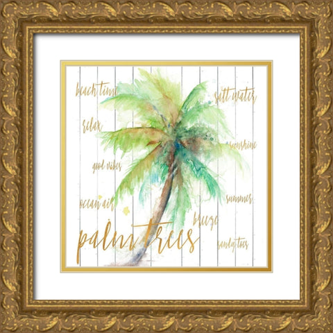 Vacation Palm Gold Ornate Wood Framed Art Print with Double Matting by Pinto, Patricia