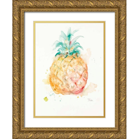 Water Pineapple Gold Ornate Wood Framed Art Print with Double Matting by Pinto, Patricia