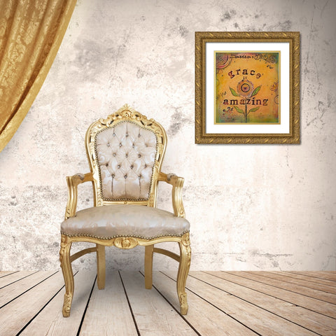 Grace is Amazing Gold Ornate Wood Framed Art Print with Double Matting by Kinnison, Carolyn