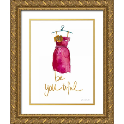 Be you tiful Dress Gold Ornate Wood Framed Art Print with Double Matting by Loreth, Lanie