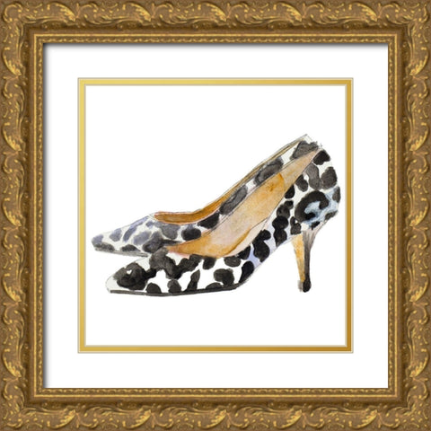 Watercolor Kitten Heels III Square Gold Ornate Wood Framed Art Print with Double Matting by Loreth, Lanie