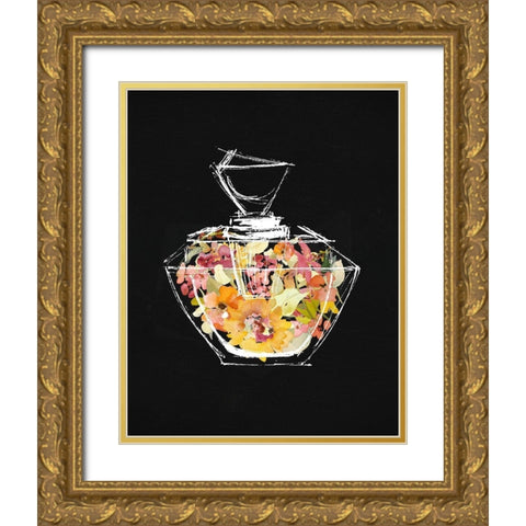 Crystal Watercolor Perfume on Black II Gold Ornate Wood Framed Art Print with Double Matting by Loreth, Lanie