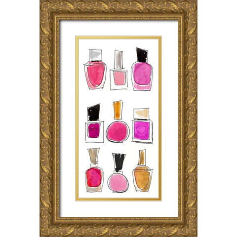 Lipsticks II Gold Ornate Wood Framed Art Print with Double Matting by Loreth, Lanie