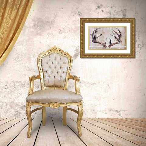 Trophy Antlers Gold Ornate Wood Framed Art Print with Double Matting by Medley, Elizabeth
