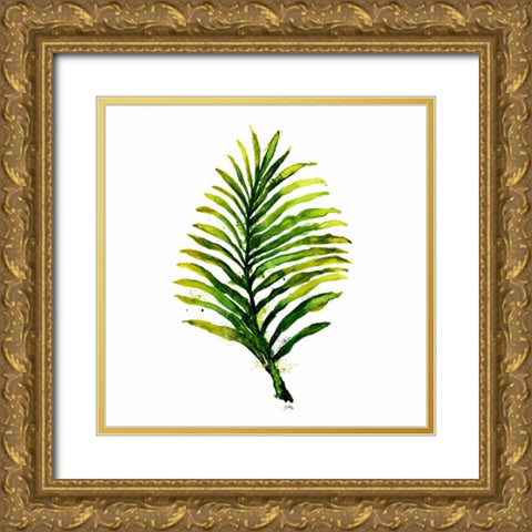 Green Leaves Square II Gold Ornate Wood Framed Art Print with Double Matting by Medley, Elizabeth