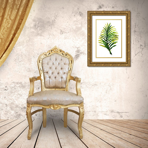 Green Leaves II Gold Ornate Wood Framed Art Print with Double Matting by Medley, Elizabeth