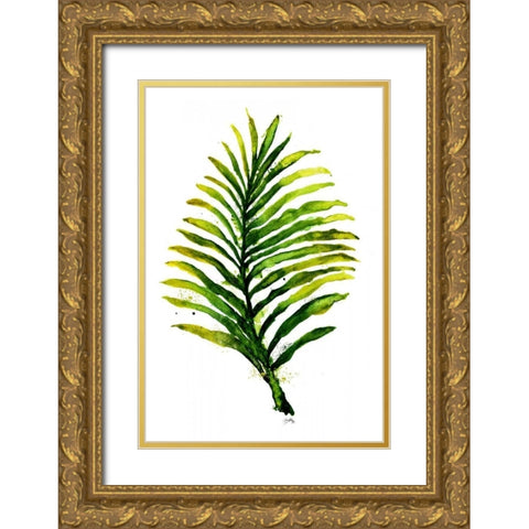 Green Leaves II Gold Ornate Wood Framed Art Print with Double Matting by Medley, Elizabeth