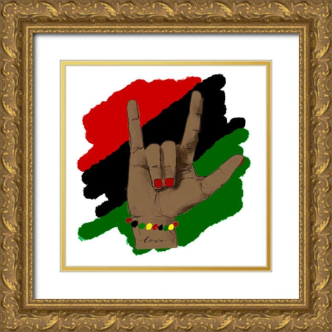 Love Hand Sign Gold Ornate Wood Framed Art Print with Double Matting by Loreth, Lanie