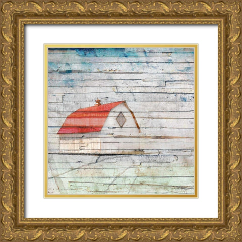 Wood Barn Gold Ornate Wood Framed Art Print with Double Matting by Mabat, Ynon