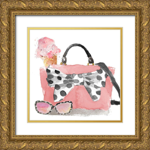 Girl Go Get Your Ice Cream Gold Ornate Wood Framed Art Print with Double Matting by Loreth, Lanie