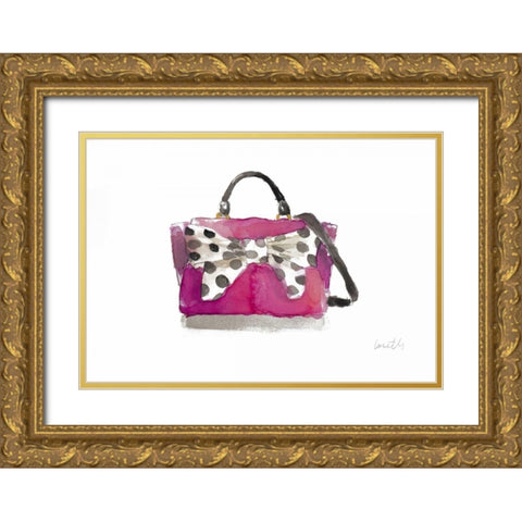 Watercolor Bow Satchel II Gold Ornate Wood Framed Art Print with Double Matting by Loreth, Lanie