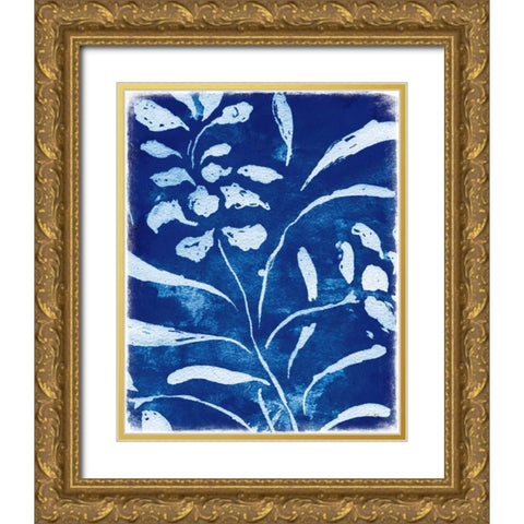 Azure Flora I Gold Ornate Wood Framed Art Print with Double Matting by Medley, Elizabeth