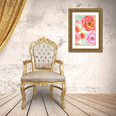 Colorful Roses I Gold Ornate Wood Framed Art Print with Double Matting by Medley, Elizabeth