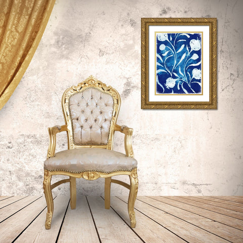 Azure Flora II Gold Ornate Wood Framed Art Print with Double Matting by Medley, Elizabeth