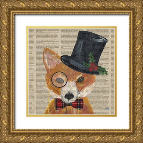 Holiday Animals III Gold Ornate Wood Framed Art Print with Double Matting by DeRice, Julie