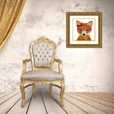 Very Foxy Gold Ornate Wood Framed Art Print with Double Matting by DeRice, Julie