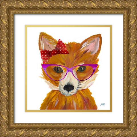 Very Foxy Gold Ornate Wood Framed Art Print with Double Matting by DeRice, Julie