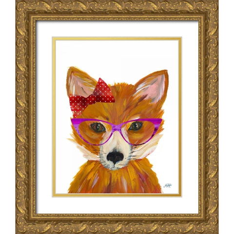 Nerdy Fox Gold Ornate Wood Framed Art Print with Double Matting by DeRice, Julie