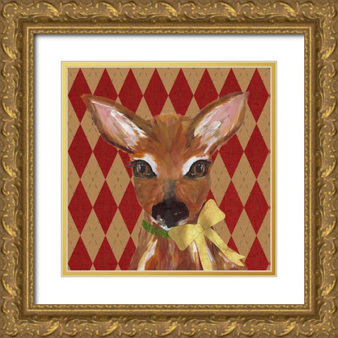 Holiday Animals II Gold Ornate Wood Framed Art Print with Double Matting by DeRice, Julie