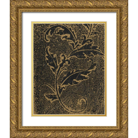 Leaf Scroll III Gold Ornate Wood Framed Art Print with Double Matting by Hakimipour, Tiffany
