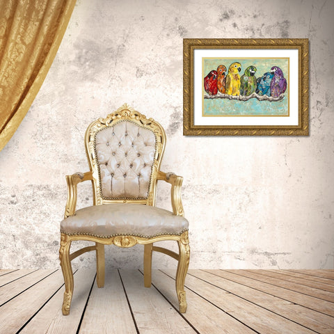 Flock of Colors Gold Ornate Wood Framed Art Print with Double Matting by Ritter, Gina