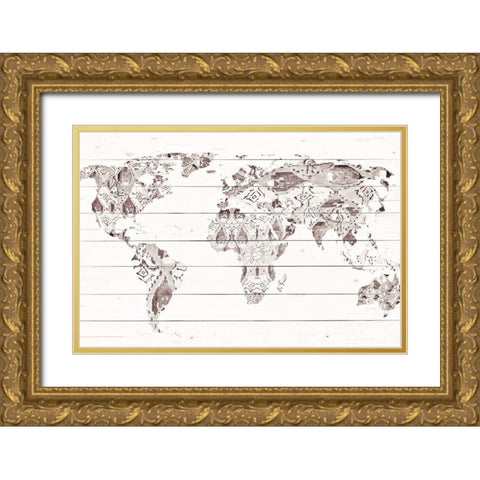 Aztec Map on Wood Gold Ornate Wood Framed Art Print with Double Matting by Ritter, Gina