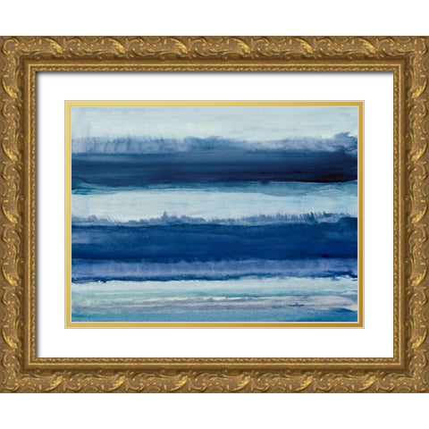 Blue Over Blue Gold Ornate Wood Framed Art Print with Double Matting by Loreth, Lanie