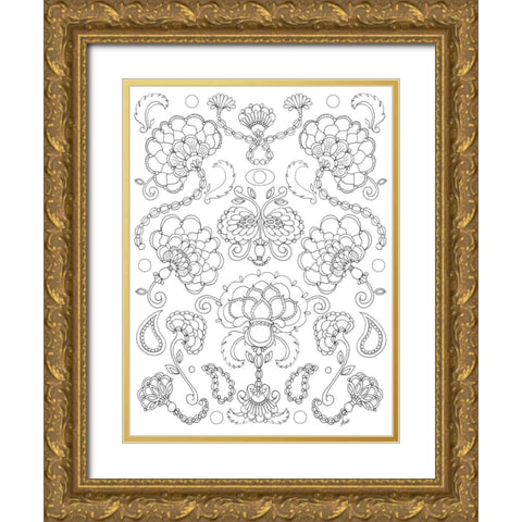 Floral Chain I Gold Ornate Wood Framed Art Print with Double Matting by Metz, Andi