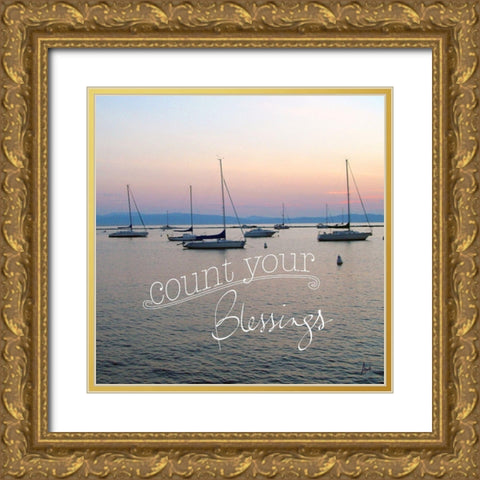 Count your Blessings Gold Ornate Wood Framed Art Print with Double Matting by Metz, Andi