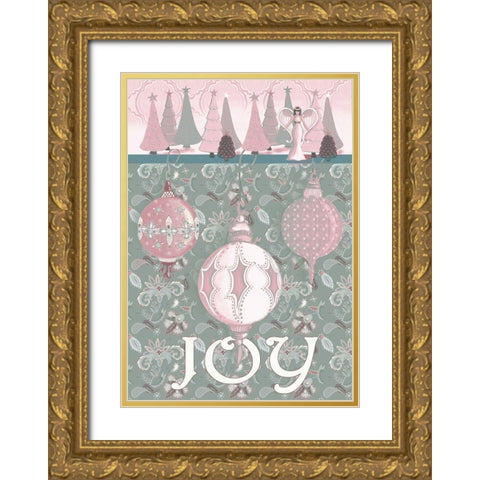 Pink Wonderland Joy Gold Ornate Wood Framed Art Print with Double Matting by Metz, Andi