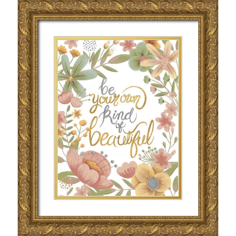 Youre Beautiful (Pastels) Gold Ornate Wood Framed Art Print with Double Matting by Josefina