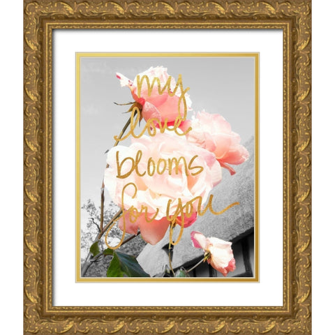 Love Blooms I Gold Ornate Wood Framed Art Print with Double Matting by Navas, Emily