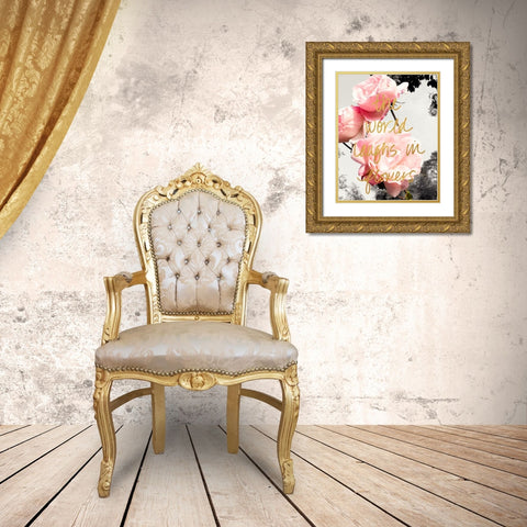 Love Blooms II Gold Ornate Wood Framed Art Print with Double Matting by Navas, Emily