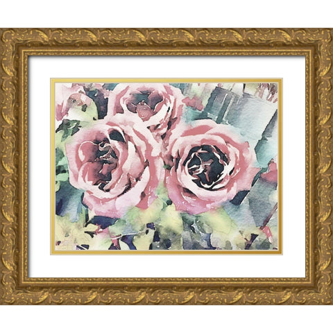Vintage Roses Gold Ornate Wood Framed Art Print with Double Matting by Navas, Emily