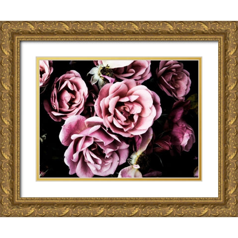 Baroque Roses Gold Ornate Wood Framed Art Print with Double Matting by Navas, Emily