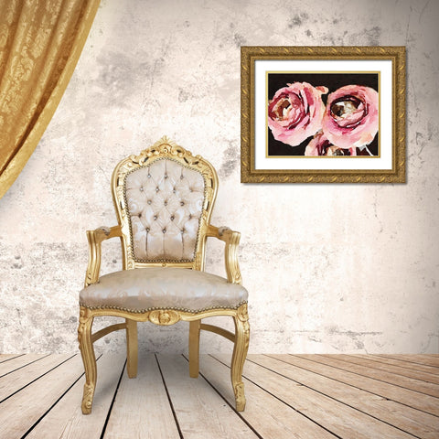 Dark Roses Gold Ornate Wood Framed Art Print with Double Matting by Navas, Emily