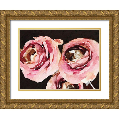 Dark Roses Gold Ornate Wood Framed Art Print with Double Matting by Navas, Emily