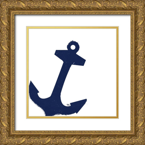 Coastal Navy on White III Gold Ornate Wood Framed Art Print with Double Matting by Hakimipour, Tiffany